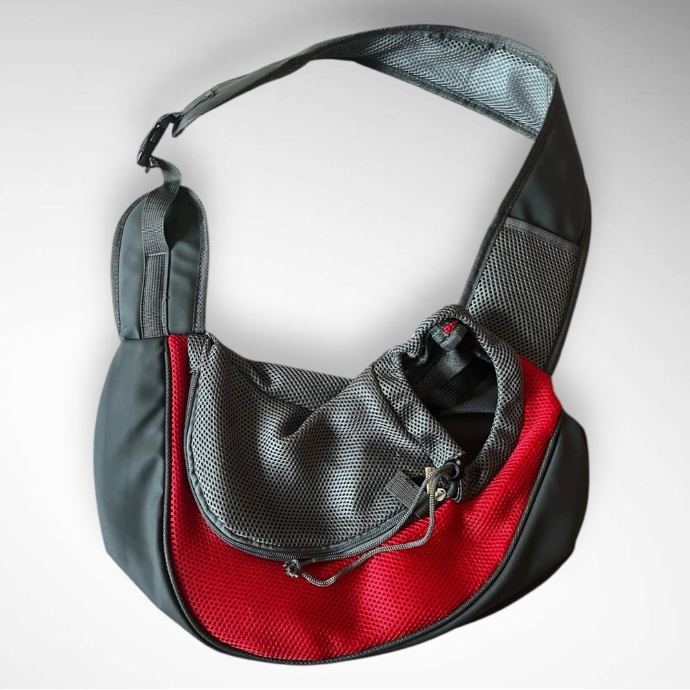 Sling‎ Pet Carrier For Cat Or Dog Red & Gray Adjustable Strap | NWOT